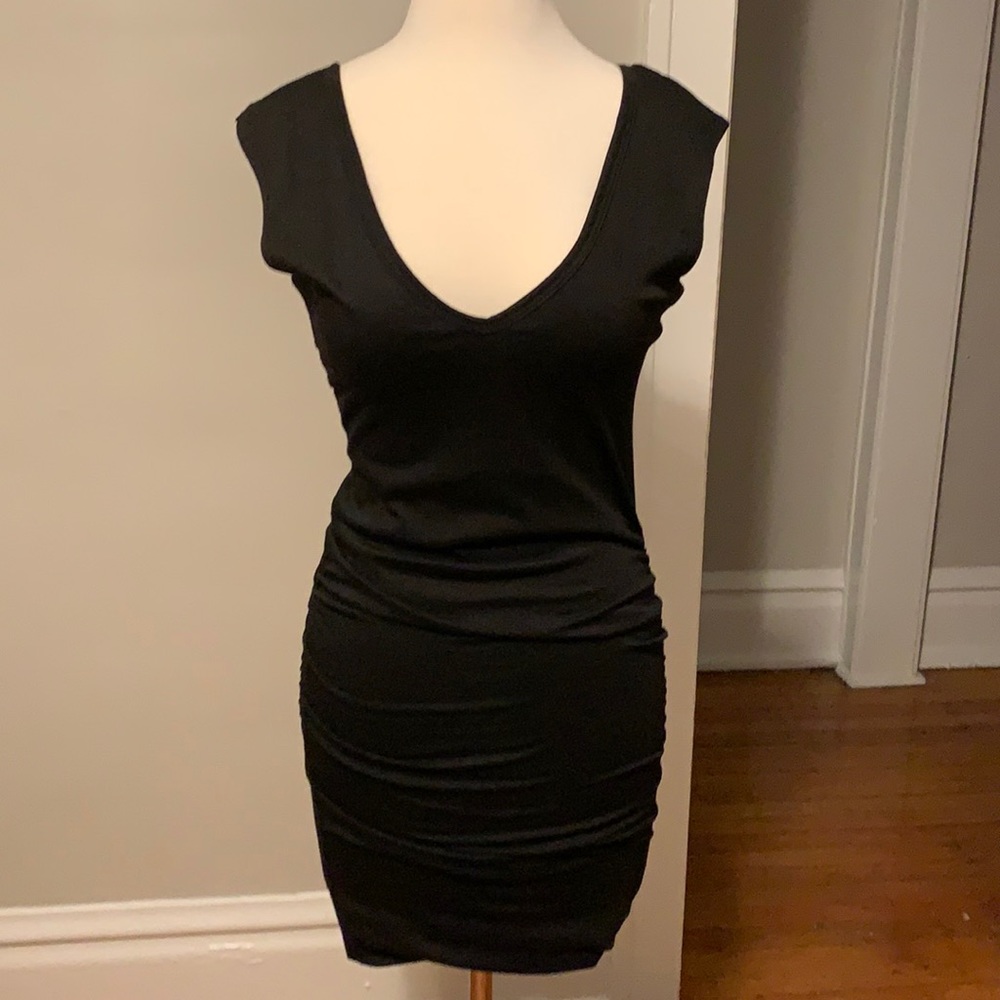 Venus ruched black bodycon dress size S